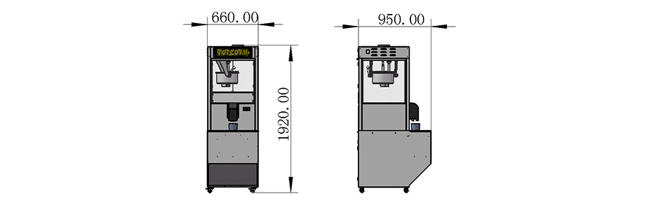 Popcorn machine with display cabinet